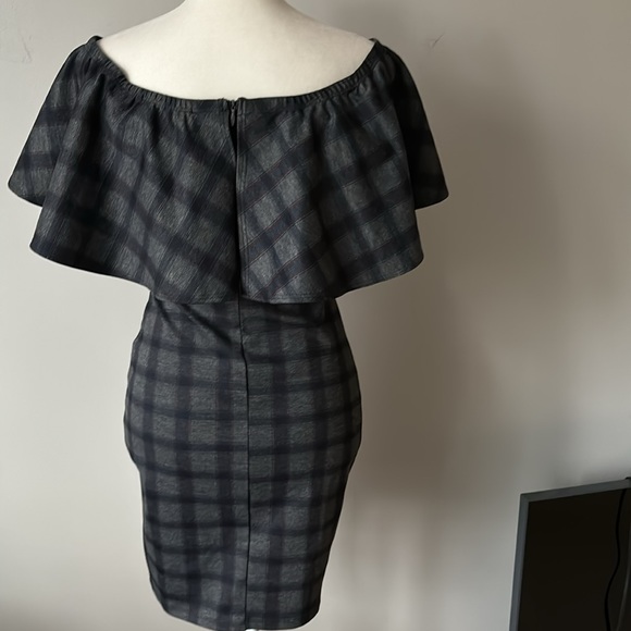 Lulu's Small Town Girl Plaid Off Shoulder Bodycon Mini Dress - Picture 3 of 10